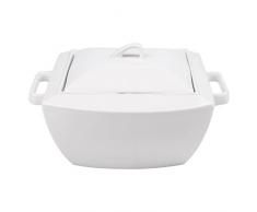 MALACASA, Série Blance, Cocottes Porcelaine Soupière Casserole Ragoût Pot à Soupe Fait-Tout Couvercle 10,75 Carré Services de Table Vaisselles