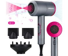 UBEGOOD Sèche Cheveux, 2000W Ionic Hair Dryer Sèche Cheveux Professionnel Soins des cheveux à température constante 3 Vitesses, Contient 2 buses et 1 diffuseur Convient pour Salon, Famille