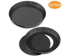 WisFox Paquet de 2 plats antiadhésifs de 8,8 po à quiche de , moule à tarte tarte à fond amovible, moule à quiche rond à base de quiche amovible