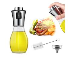 AJOXEL Pulverisateur Huile dolive,Vaporisateur Huile Spray Huile 200 ML avec Entonnoir Acier Inoxydable et Verre Bouteille dhuile Huile/Vinaigrette Distributeur pour Cuisine,Salade,Griller