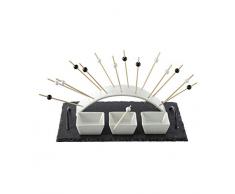 Secret de gourmet - Set Apéritif 5 Pièces : 1 Plateau Ardoise, 3 Ramequins et 1 Arche avec 14 Piques en Bois