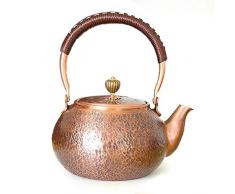 Bouilloire JXLBB Moderne Teapot avec Amovible infuseur et Anti-Chaud poignée épais cuivre martelée Théière Stovetop Coffre Cafetière for Blooming et Loose Leaf Tea, 1.3L