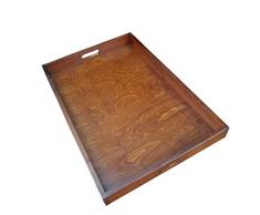 Grand plateau de service en bois Marron 60 x 40 x 6 cm