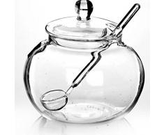 hongfei Cristal de Ménage 250ml Pot de Verre Sucrier Sucre Saleros De Cocina
