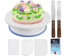 WisFox Plateau Tournant de Gateau, Kit de Patisserie Gateaux Tournant avec 2 Glacage Spatule & 3 Glacage Tournant de Gateau, 28CM