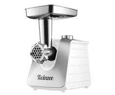 Hachoir a Viande Electrique 1500W (Blanc) - Pour Viande et Saucisse - Robot Cuisine, Hachoir à Viandes avec 3 Plaques de Coupe en acier inoxydable et 3 Embouts à Saucisses - Hachoir Professionnel