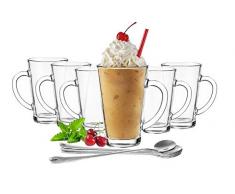 Sables & Reflets 6 Mugs en Verre, Tasses Cappuccino, Café Latte