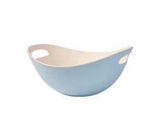 BIOZOYG Vaisselle Bambou Saladier avec poignées I Bol muesli, saladier, Bol à Fruits réutilisable, écologique, sans BPA I Bol Bambou Ovale 25,5 cm Bleu Blanc