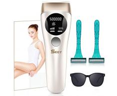 SKEY Épilateur Lumière Pulsée, IPL Épilateur Professionnel, 500.000 Pulsations, 5 Niveaux d’énergie, 2 Modes avec LED Écran, Épilation Permanente pour Aisselle, Lèvre, Dos, Mains, Jambes