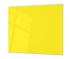 Planche à découper en verre trempé - Couvre-cuisinière et protège-plain de travail en verre résistant - UNE PIÈCE (60x52 cm) ou DEUX PIÈCES (30x52 cm chacune); D18 Série de couleurs: A Jaune Doux
