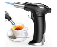 Chalumeau de Cuisine,Flambé brûleur de Cuisine brûleur avec La Serrure de Sécurité ,Réglable Chalumeau Torche Culinaire pour Creme Brulee, Cuisson, Barbecue, Camping, DIY, Soudure(Butane Non Inclus)