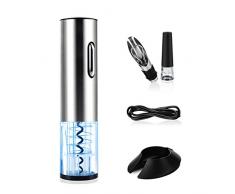 Ouvre Bouteille Électrique - Tire Bouchon Électrique Rechargeable sans Fil Décapsuleur Automatique avec Coupe-capsule pour Vin, Champagne, Cidre, Mousseux, etc Argent