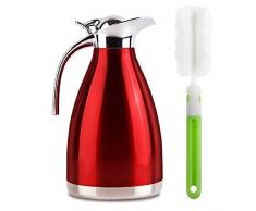 Carafe isotherme à double paroi en acier inoxydable 304, anti-fuite, anti-éclaboussure, pour café, jus, lait, thé 1L Red