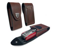 Victorinox Victorinox Couteau de poche / Pochette en cuir véritable Swiss Army Pen Stylet avec attache crochet et boucle (5-8 couches) [Huntsman, Swiss Champ, Cyber Tool, Outrider] - Brun