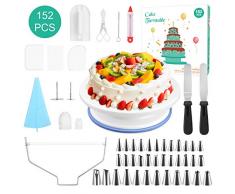 152PCS Plateau Tournant de Gâteau,Kit de Pâtisserie Plateau Tournant de Gâteau Professionnel Ustensiles Kit pour ,Seringue Patisserie, Brosse, Spatule à Glaçage pour Cuisine Décoration de Gâteaux