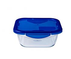 Pyrex - Cook & go - Boîte Carrée en Verre avec Couvercle Hermétique et Ãtanche à 16 cm - Cuisinez au Four, Conservez et Emportez
