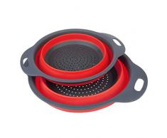 NEWYANG Passoire en Silicone,2 pièces Passoire Pliable Silicone pour Cuisine,Passoire Rétractable en Silicone,économiser de lespace,pour Les Fruits Et Légumes à leau Filtrée.(Rouge)