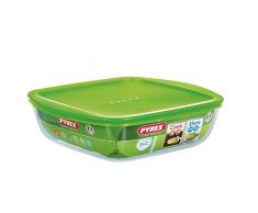 Pyrex 4936458 Cook&store Plat à Four En Verre Carré Avec Couvercle 25x22 Cm