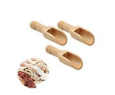 LYCOS3 Mini cuillère en bois, 3 mini cuillères en bois pour sels, essentiels, cuillère, ustensiles de cuisine, lait, café, thé, bonbons, mini sel de farine
