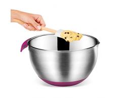 Metaltex 23514810080 Bol à Mixer 4,6L antidérapant, INOX, Argent et Rose, 24 x 24 x 13 cm