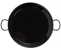 La valenciana Poêle à Paella en Acier Inoxydable émaillé, Compatible Induction, avec anses en céramique, Noir, 32 cm