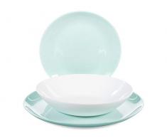 Luminarc Diwali Service de table en verre opale extra résistant pour 6 personnes, 18 pièces, turquoise et blanc