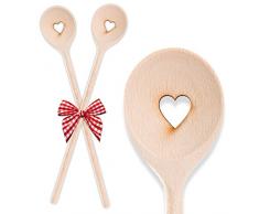 '2 thematys Cuillère en bois C?ur (Longueur?: 30 cm) ? Le cadeau parfait pour Hobby chefs ou même de mariage, anniversaire, etc. ? avec schleiferl