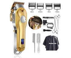 Monlida Tondeuse cheveux homme professionnel, tondeuse à cheveux sans fil Vitesses réglables et longueur de coupe(0.79-1.59mm), 4 peignes limites, idéal pour les barbiers et stylistes professionnels