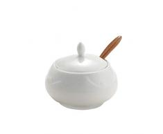 Hetoco Blanc Porcelaine Bol à Sucre, Sucrier avec Cuillère et Couvercle Récipients Dépicespour Boîte Assaisonnement la Maison et de Cuisine