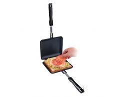 niceEshop(TM) Appareils à Sandwich Croque-Monsieur et Presses à Panini Pain Boulanger Cuisinière Sandwich Grillé Fer avec Revêtement Anti-adhésif pour le Petit Déjeuner (Noir)