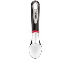 Tefal K2072214 Ingenio Cuillère glace Aluminium Chromé avec angle circulaire ustensile de cuisine noir et rouge sans bisphénol A avec insert silicone