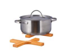 Relaxdays 10022195 Lot de 2 Dessous Pliable Bois de Bambou pour Casserole & Poêle Plat sous Verre 18x14cm Nature