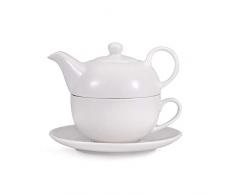 Urban Lifestyle Tea 4 One/Tea for One Théière en Porcelaine pour Une Personne Comprenant Une théière Blanche 1 Tasse à thé et Une Soucoupe