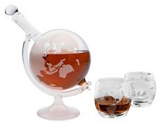 slkfactory Carafe à Whisky 750 ML et 2 Verres de 350 ML de Carafe en Verre avec Bouteille de 0,75 l