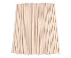 Tige en Bois (100 pièces) - 30 cm x 6 mm Naturel Rondes Baguettes en Bois - Goujons en Bois pour Créatifs Artisanat Travail et Décorations - Bâtonnets d’Artisanat pour Les projets pour Enfants