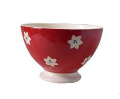 Déjeuner sur lherbe DH042034 Bol à Talon, Faïence, Rouge, 14,5 x 14,5 x 9,5 cm