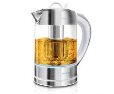 Cecotec Bouilloire Électrique ThermoSense 370 Clear. 1.7 L, Verre Borosilicate, Sans BPA, Base 360º, Filtre Anticalcaire, Triple Système de Sécurité, 2200 W.