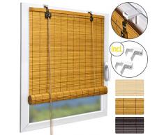 Sol Royal SolDecor B86 Stores Bateau à Baguettes Bambou - Klemmfix sans percages 100x160cm pour fenetres - Bois Marron Clair