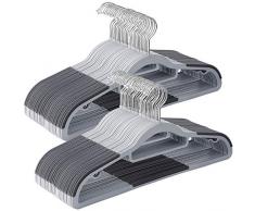 SONGMICS Lot de 50 Cintres, Cintres Robustes en Plastique, Antidérapant, Gain de Place, Épaisseur de 0,6 cm, Crochet pivotant à 360°, Longueur de 42 cm, Gris CRP20G50
