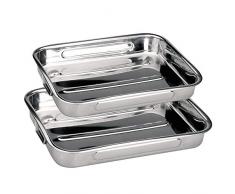 Space Home - Plat à Four avec poignées - Plaque à Rôtir - Acier Inoxydable - Lot de 2