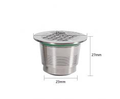 Capsule de Café Compatible Réutilisable Rechargeable d'Acier Inoxydable de Capsules de Café de 2 Types pour la Machine de Nespresso(surface de filetage)