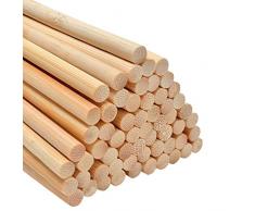 Kit Creatif de 60 Pièces de Baguette Bois Ronde en Bambou, Tourillon Bois Pour Vos Loisirs Créatifs (30 x 6 mm)