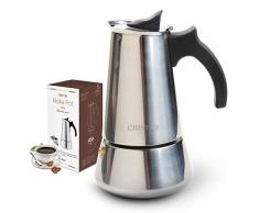 CHISTAR 300ml Cafetière Italienne en INOX pour Plaque à Induction Gaz - (Petite Capacité)