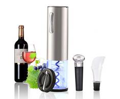 Tire Bouchon Electrique Rechargeable, LACYIE Ouvre-Vin Électrique Ensemble Acier Inoxydable et Sans Fil Avec Verseur à Vin, Bouchon à Vin, Coupe-capsule pour La Maison, La Cuisine, La Fête