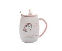 ABYED Licorne Mug Tasses de Unicorn Céramique avec Couvercle et Cuillère
