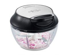 SILBERTHAL Petit Hachoir manuel à 3 lames en acier inoxydable 500 ml 5 secondes - Avec Couvercle Et Racloir - Broyeur avec Ficelle - Mixeur Coupe Oignons/Ail/Légumes/Viande - Lave Vaisselle