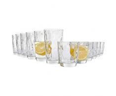 Bluespoon Ensemble de 12 verres ; capacité des verres universels : 300 ml et 400 ml ; ensemble de verres au design unique ; aspect diamant ; conviennent comme verres à jus ou verres à long drink