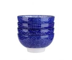 Vancasso, série Takaki, bol céréal, 4 pièces, bleu, en porcelaine, pour 4 personnes, style japonais
