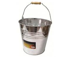 Garden Mile 10L, 12l, 15L galvanisé usage général Métal Acier Seau métal NETTOYAGE seau galvanisé Seau résistant seau en métal avec poignée en bois Acier Frêne Charbon Seau Feu eau - 15L