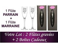 Flute Gravée - Et si je tappelais Marraine/Parrain - Baptême & Communion